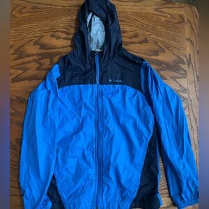 Kids Columbia Blue and Navy Windbreaker Jacket. Size 14-16